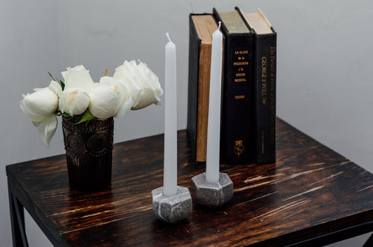 MIRKA JUEGO DE 2 PORTAVELAS HEXAGONAL